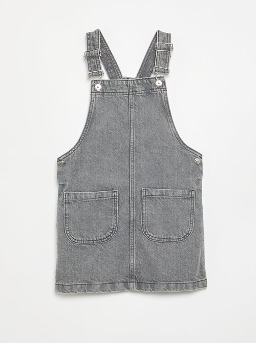 Vestido jardineira de ganga com 2 bolsos chapados - Kiabi