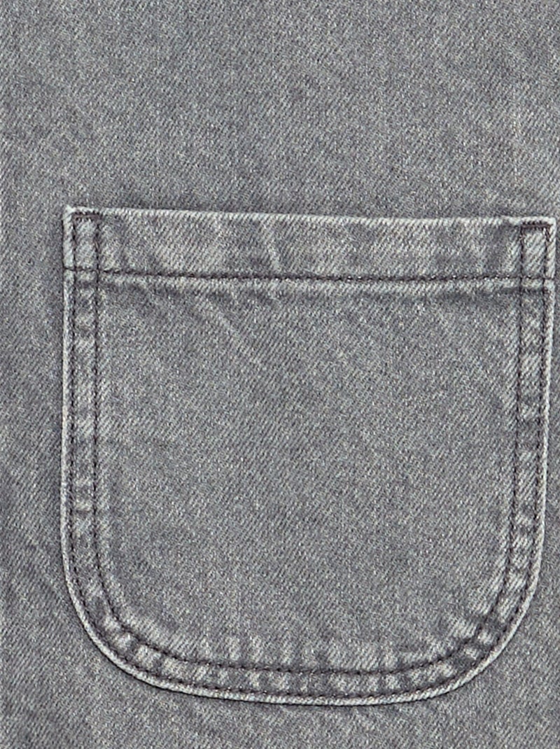 Vestido jardineira de ganga com 2 bolsos chapados Cinza - Kiabi