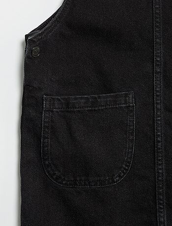 Vestido jardineira de ganga com 2 bolsos chapados