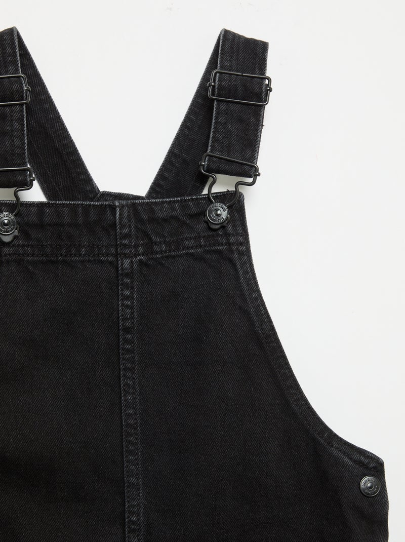 Vestido jardineira de ganga com 2 bolsos chapados Preto - Kiabi