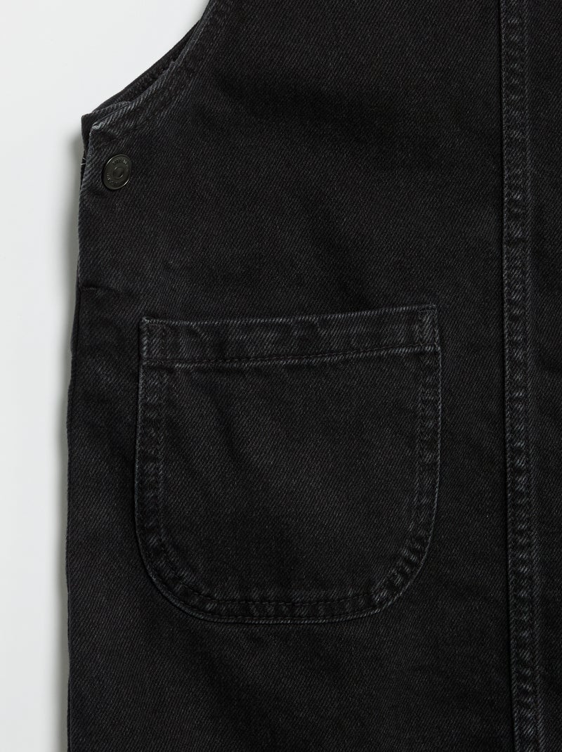Vestido jardineira de ganga com 2 bolsos chapados Preto - Kiabi