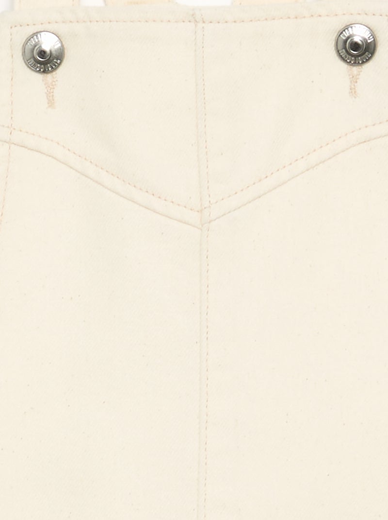 Vestido jardineira de sarja liso Branco - Kiabi