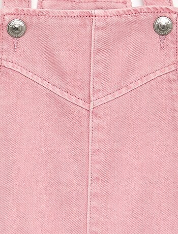 Vestido jardineira de sarja liso