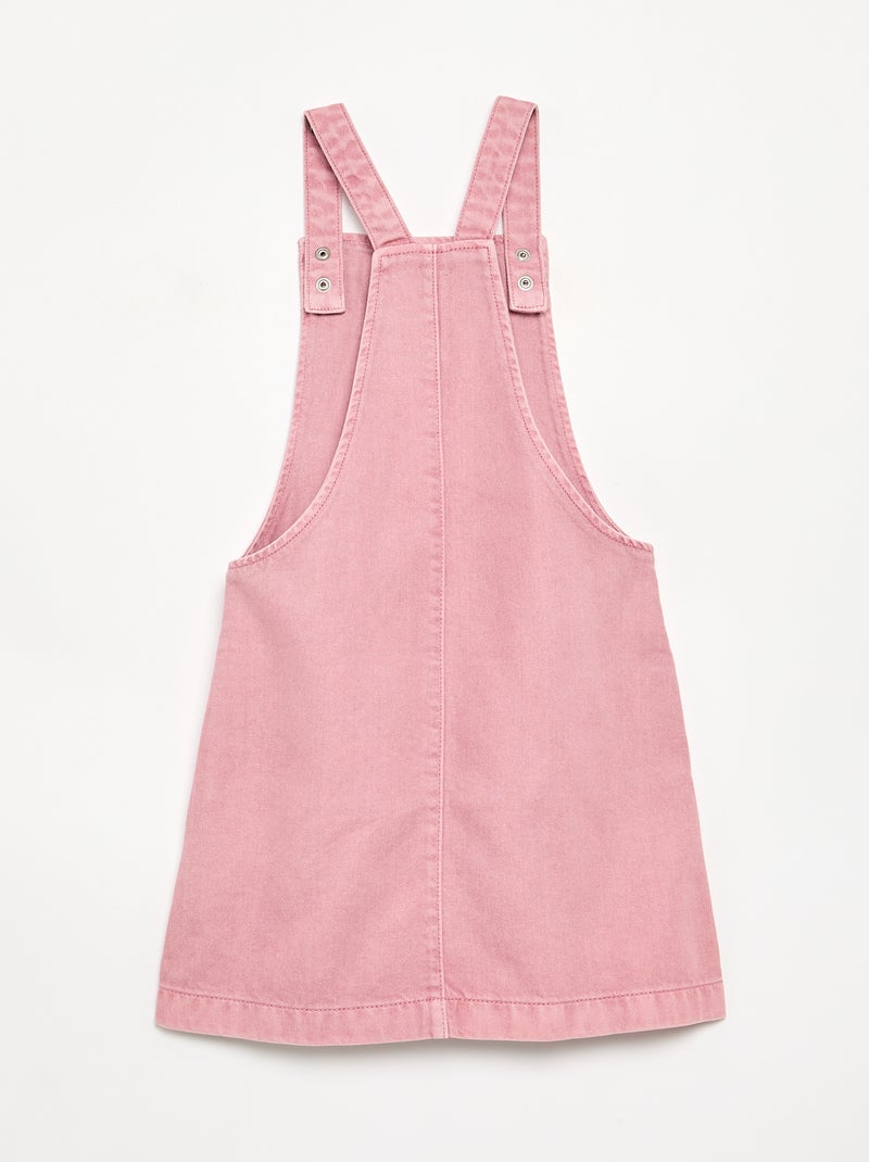 Vestido jardineira de sarja liso Rosa - Kiabi