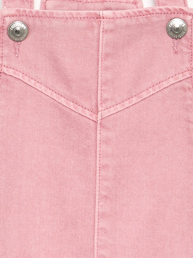 Vestido jardineira de sarja liso Rosa - Kiabi