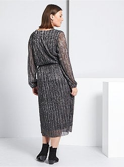 Vestido lamé e plissado - Kiabi