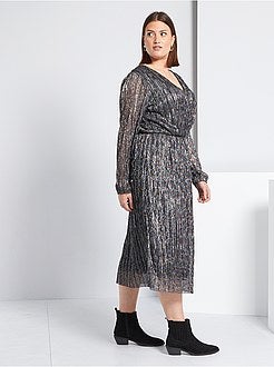 Vestido lamé e plissado - Kiabi