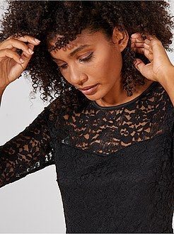 Vestido largo de renda - Kiabi