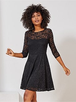 Vestido largo de renda - Kiabi