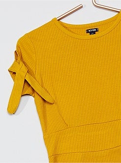 Vestido largo em malha canelada - Kiabi