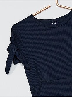 Vestido largo em malha canelada - Kiabi