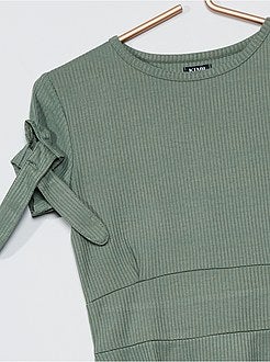 Vestido largo em malha canelada - Kiabi