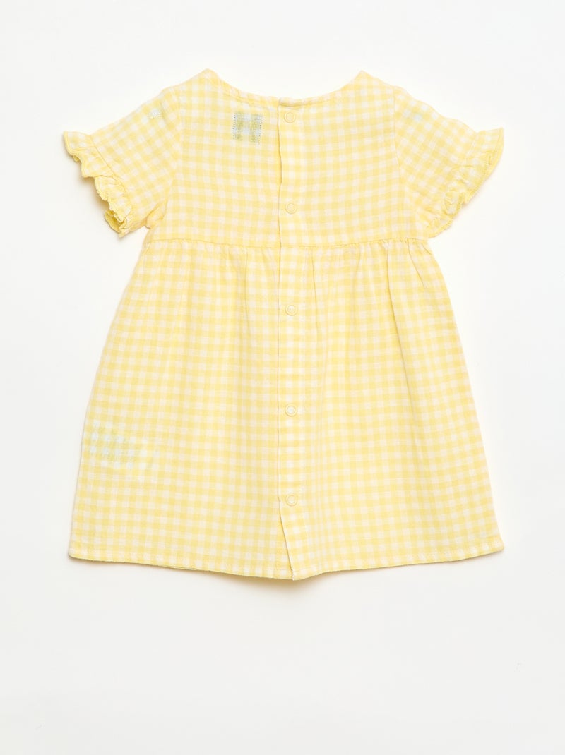 Vestido leve com mangas curtas com folhos Amarelo - Kiabi