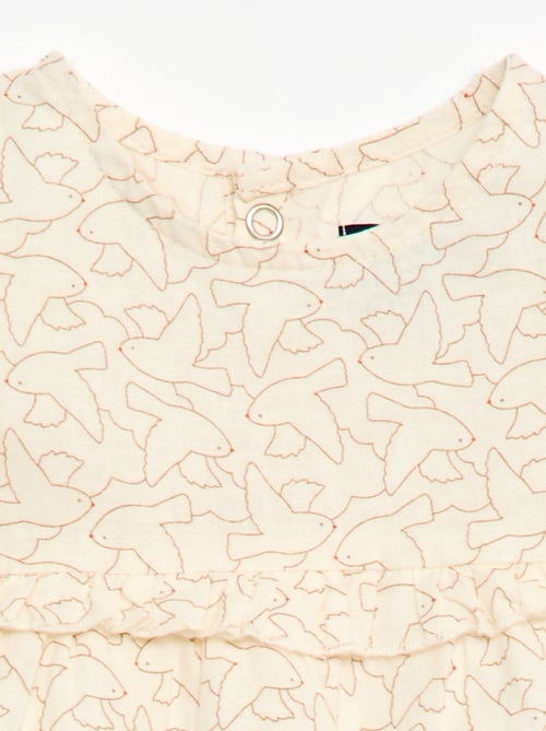 Vestido leve com mangas curtas com folhos - Kiabi