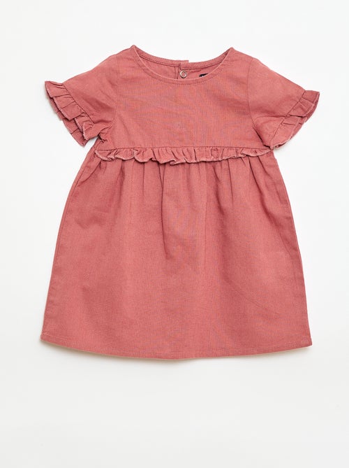 Vestido leve com mangas curtas com folhos - Kiabi