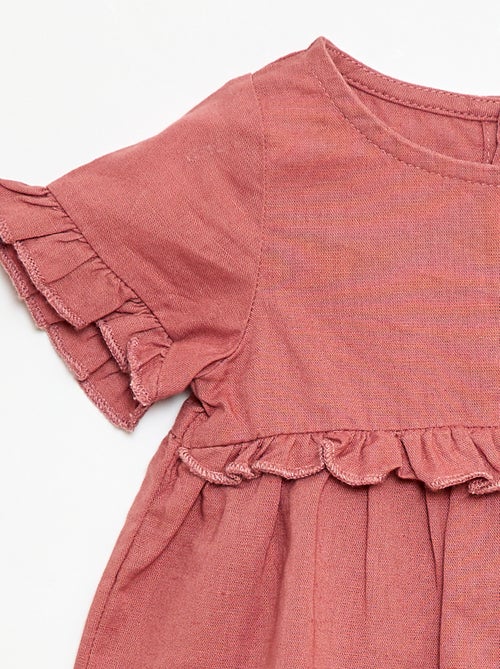 Vestido leve com mangas curtas com folhos - Kiabi