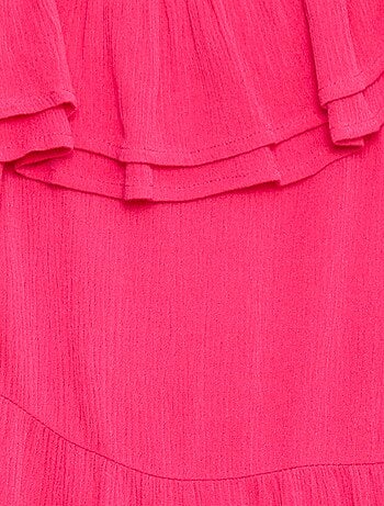 Vestido leve de alças e folhos liso