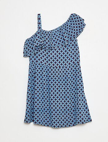 Vestido leve de alças e folhos liso