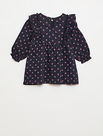 Vestido leve de manga comprida com padrão