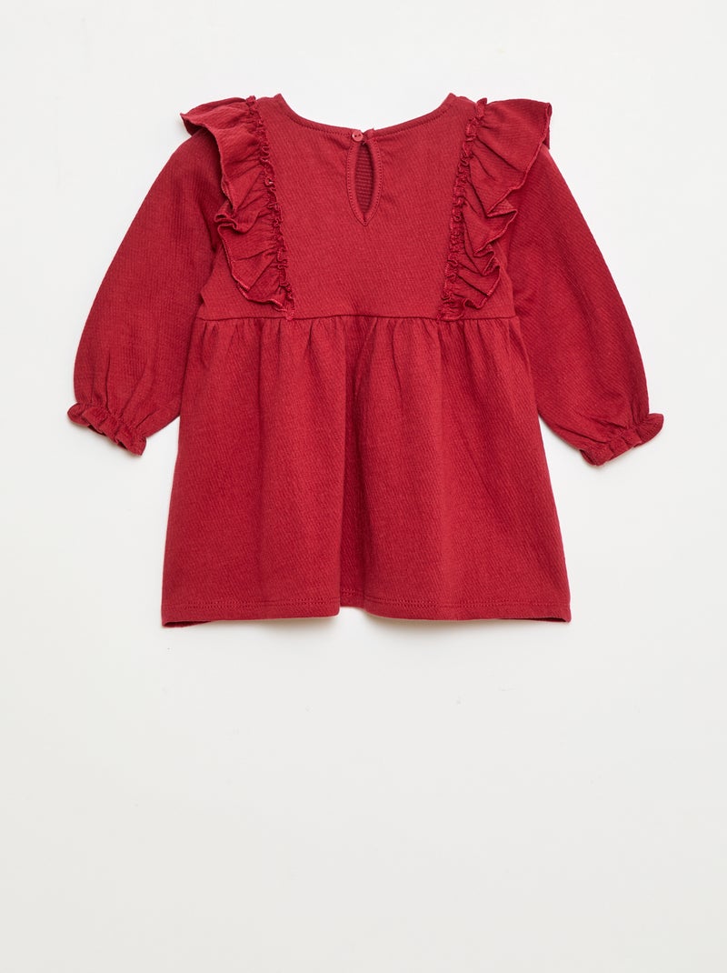 Vestido leve de manga comprida com padrão Vermelho - Kiabi
