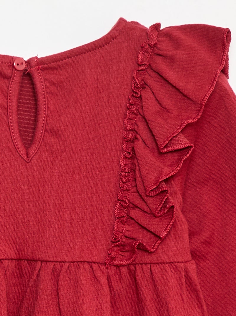 Vestido leve de manga comprida com padrão Vermelho - Kiabi