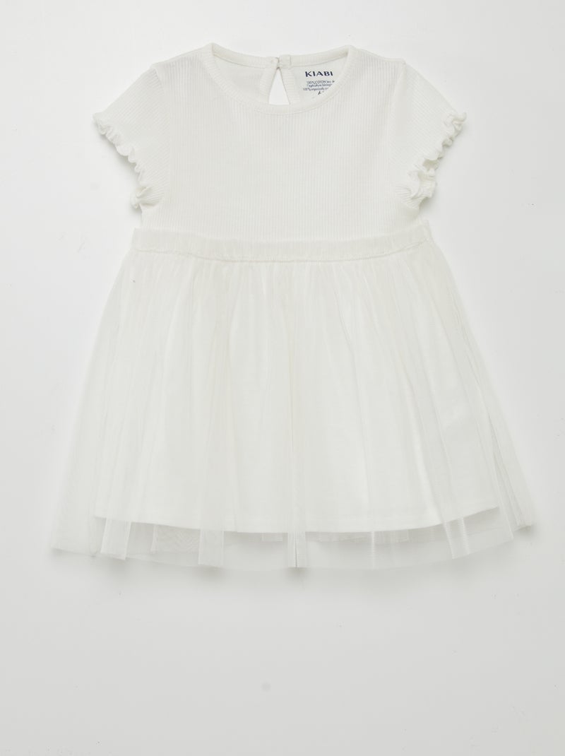Vestido leve em tule Branco - Kiabi