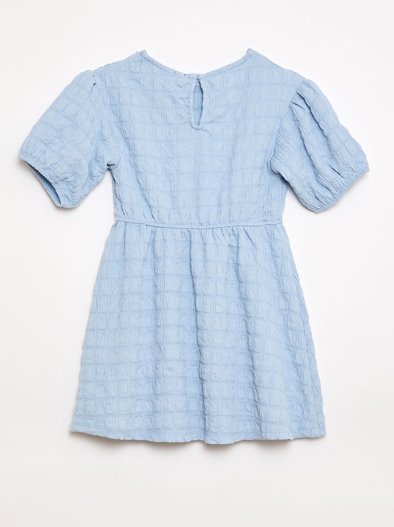 Vestido leve liso de mangas curtas Azul - Kiabi