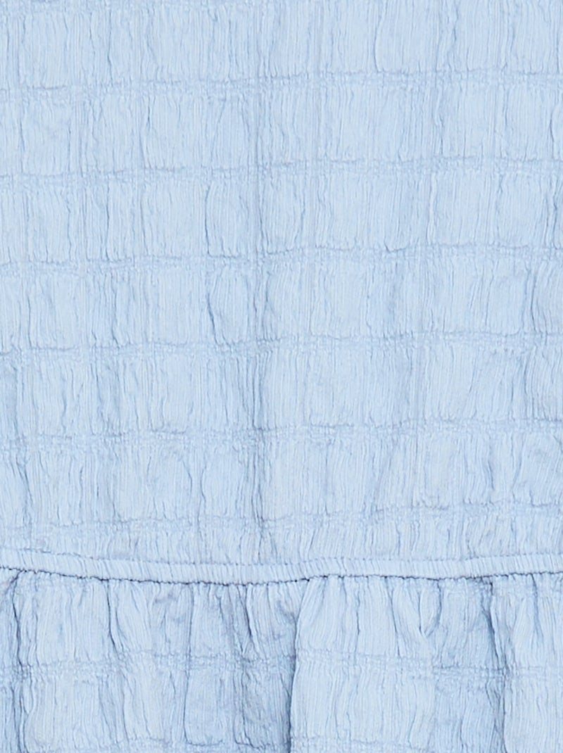 Vestido leve liso de mangas curtas Azul - Kiabi