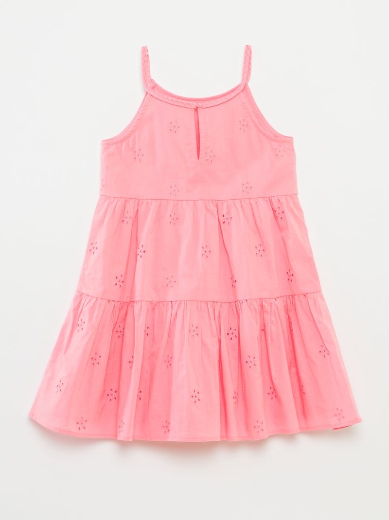 Vestido liso com alças entrançadas Rosa - Kiabi