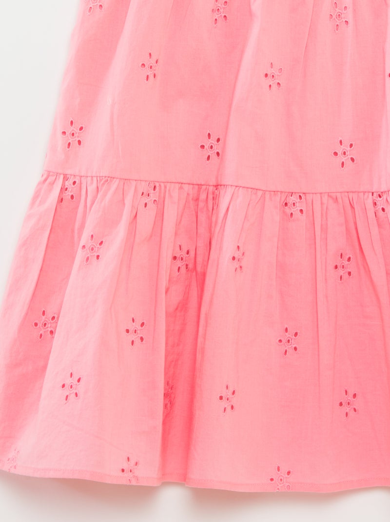 Vestido liso com alças entrançadas Rosa - Kiabi