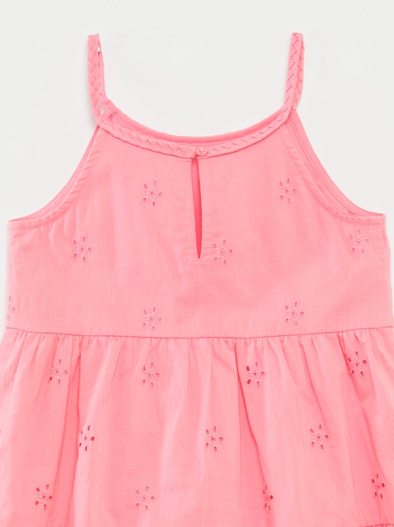 Vestido liso com alças entrançadas Rosa - Kiabi