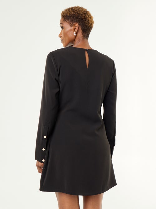 Vestido liso com detalhes dourados - Kiabi