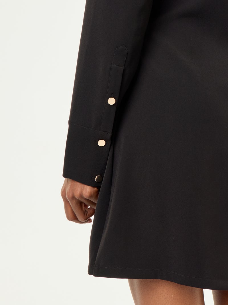 Vestido liso com detalhes dourados Preto - Kiabi