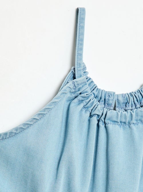 Vestido liso de alças e folhos - Kiabi