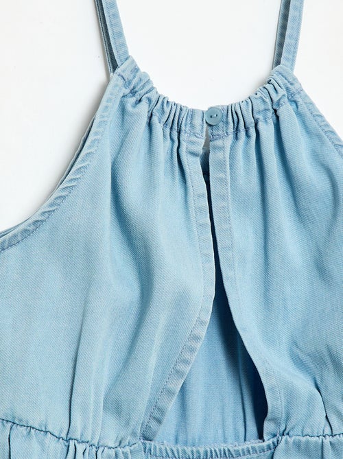 Vestido liso de alças e folhos - Kiabi