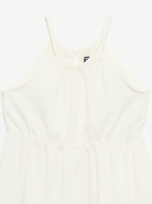 Vestido liso de alças e folhos - Kiabi