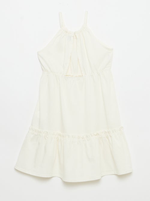 Vestido liso de alças e folhos - Kiabi
