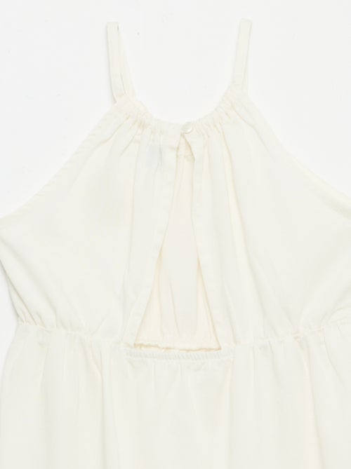 Vestido liso de alças e folhos - Kiabi