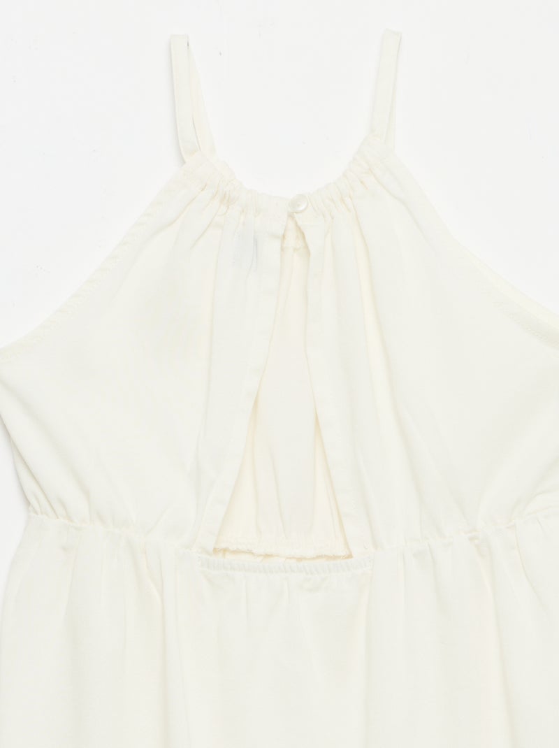 Vestido liso de alças e folhos Bege - Kiabi