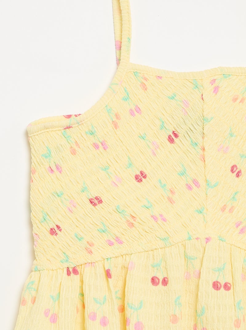 Vestido liso de alças finas Amarelo - Kiabi