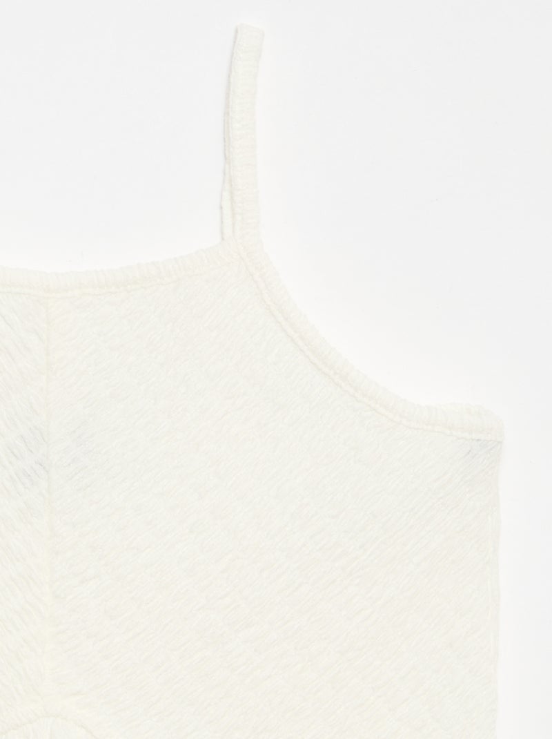 Vestido liso de alças finas Branco - Kiabi