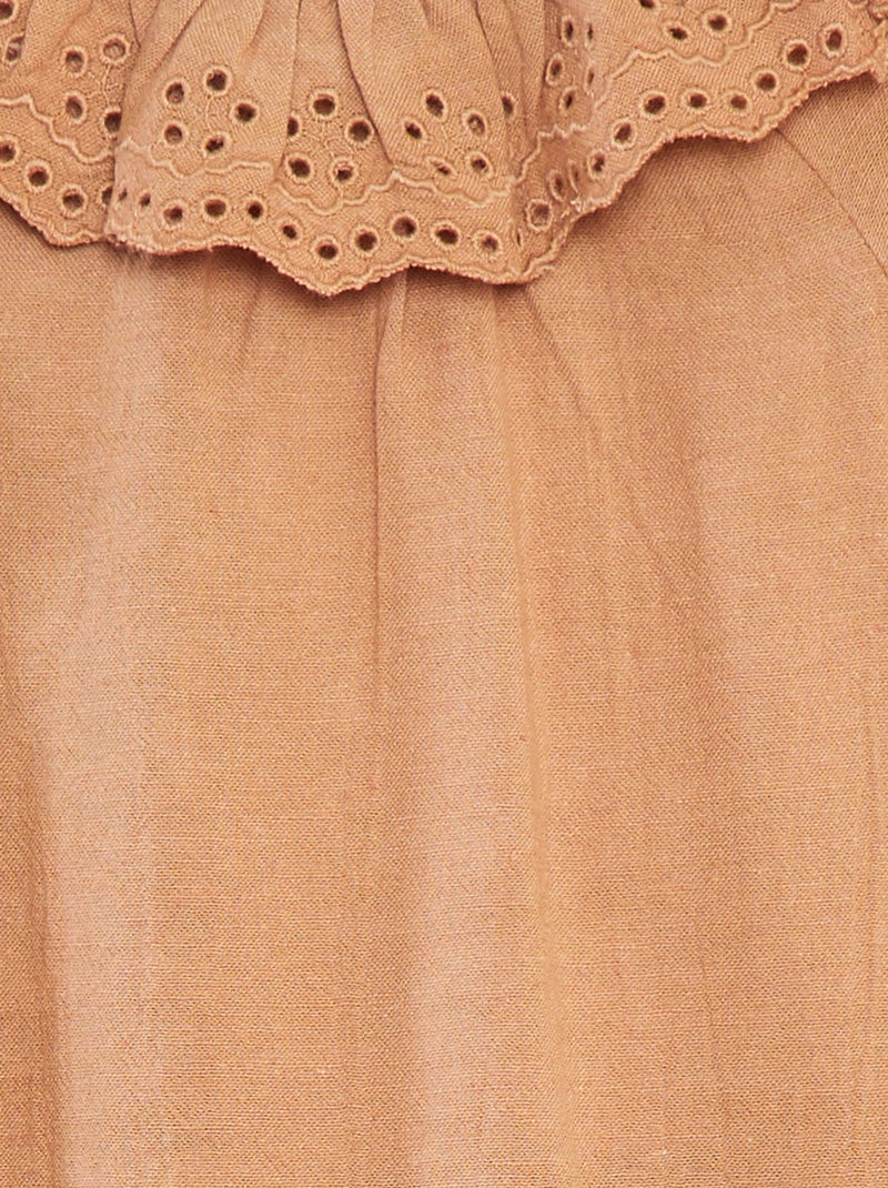Vestido liso de manga curta + bandolete  - 2 peças CASTANHO - Kiabi