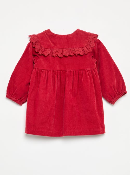 Vestido liso em bombazina com gola fantasia - Kiabi