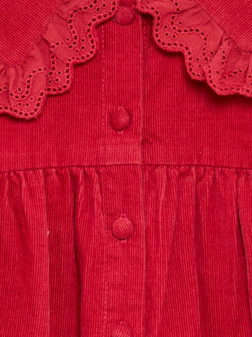 Vestido liso em bombazina com gola fantasia - Kiabi