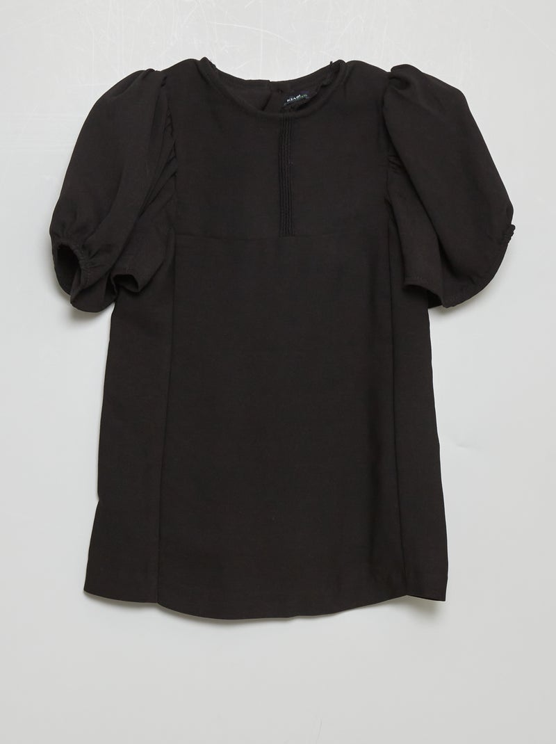 Vestido liso em malha crepe Preto - Kiabi