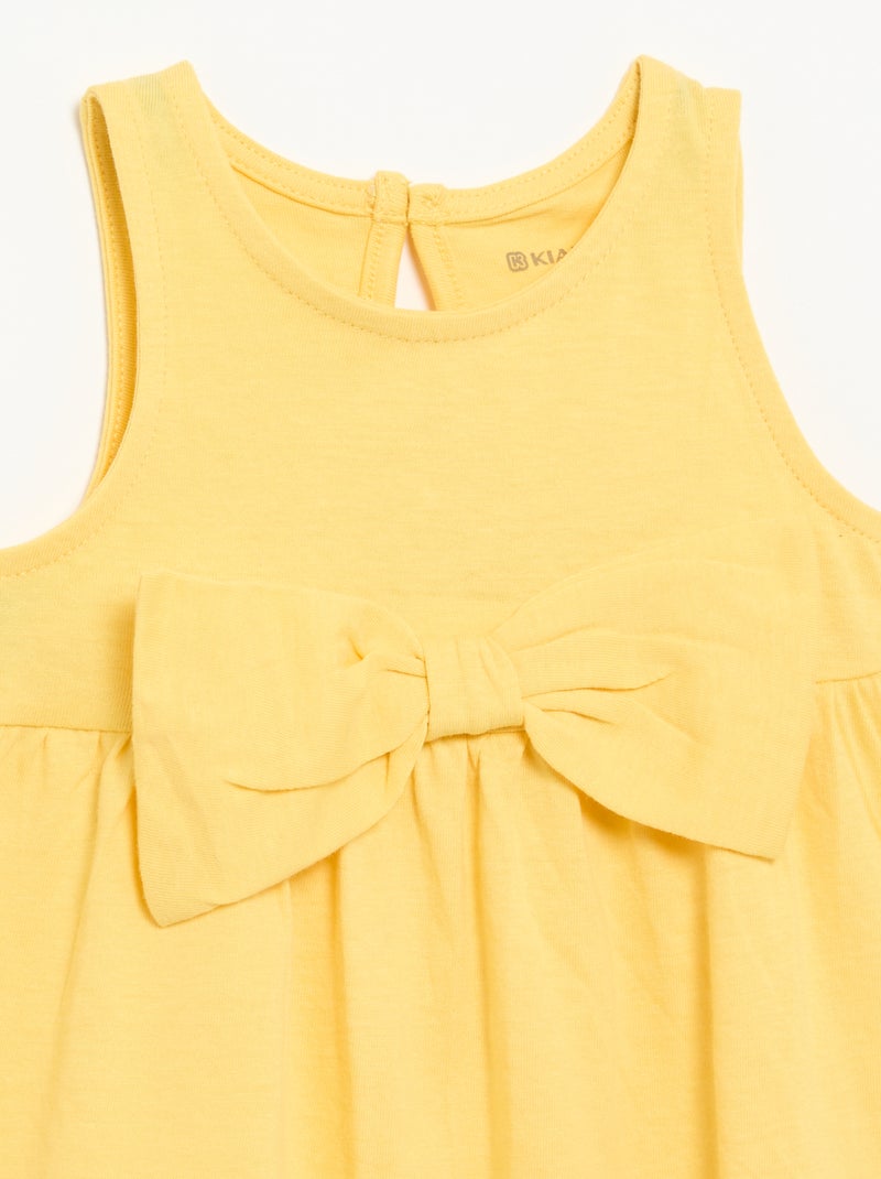 Vestido liso sem mangas com laço decorativo Amarelo - Kiabi