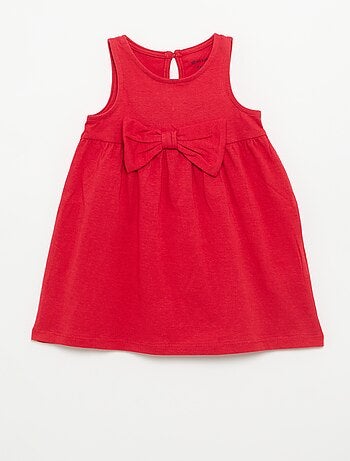 Vestido liso sem mangas com laço decorativo