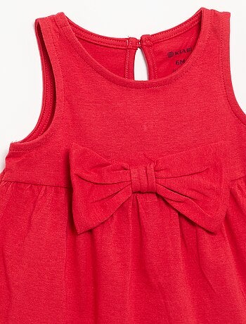 Vestido liso sem mangas com laço decorativo