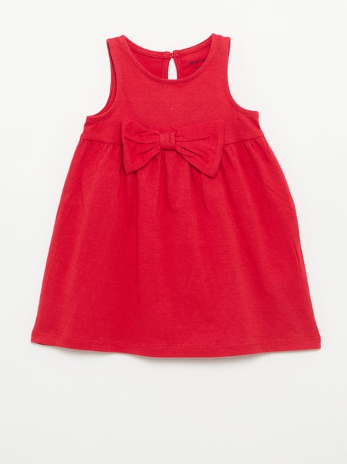 Vestido liso sem mangas com laço decorativo - Kiabi