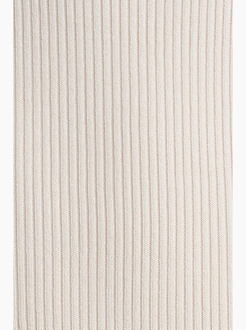 Vestido longo canelado justo decote halter dilvin Creme - Kiabi